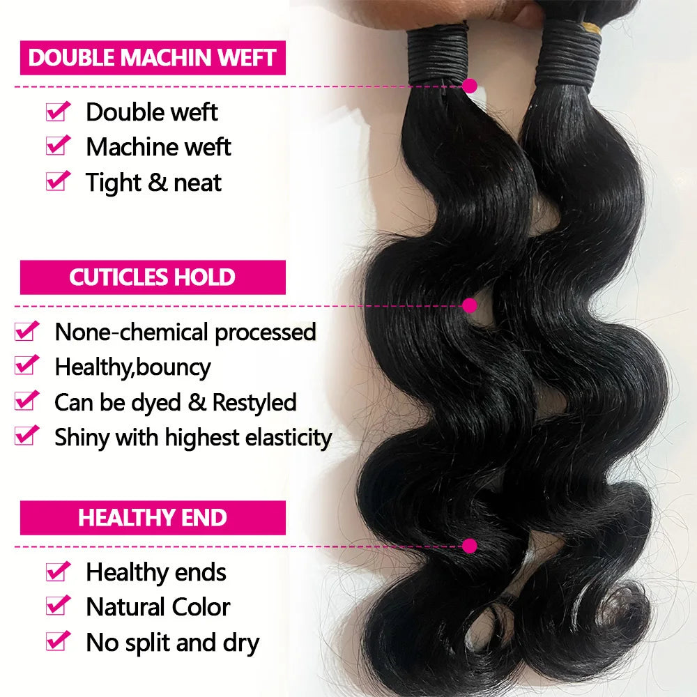 Queenlike Body Wave Human Hair Bundles, 3 Pack
