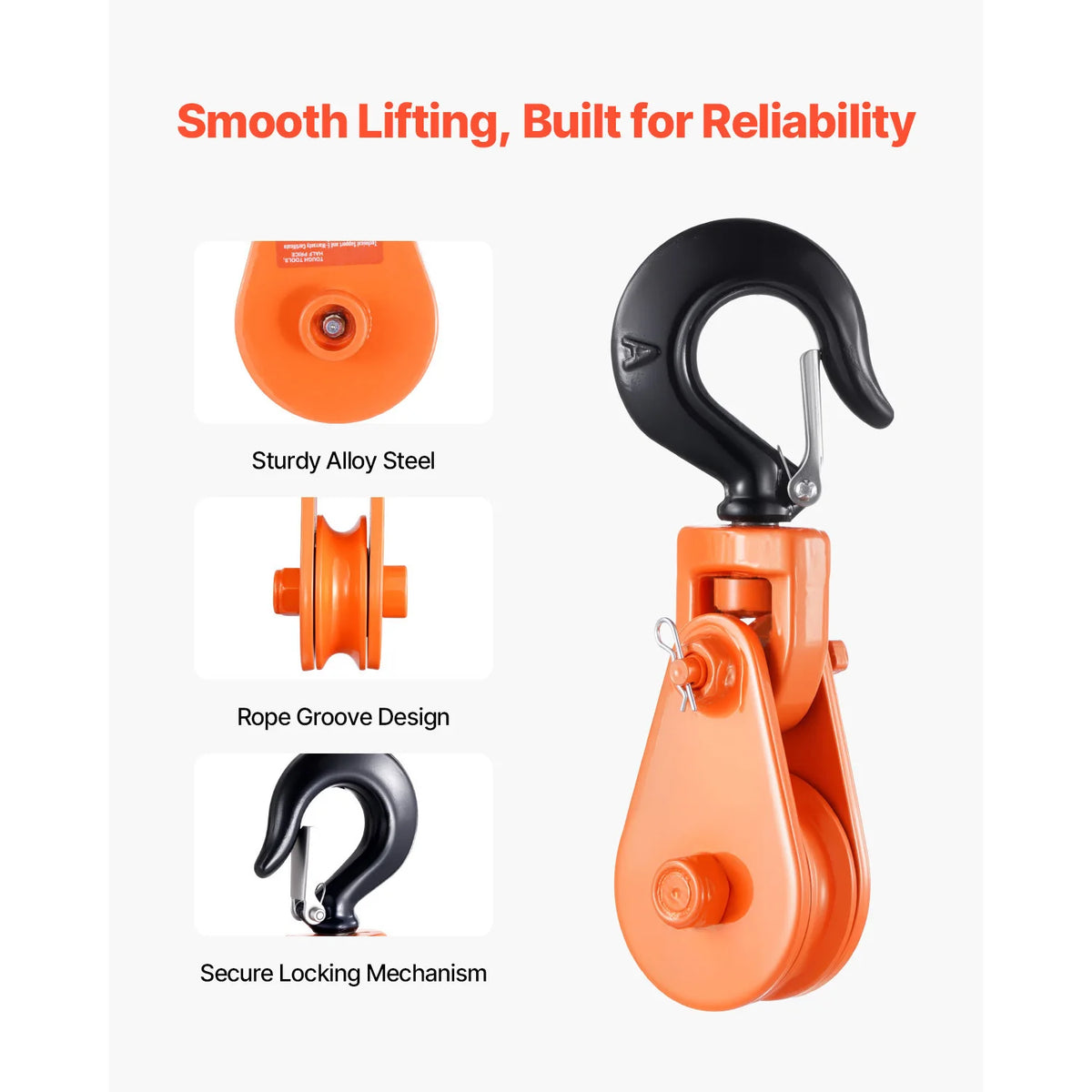 SucceBuy 2T Snatch Block Pulley with Swivel Hook Lifting Offroad Recovery for Towing Operation on Truck Rollback Wrecker Car