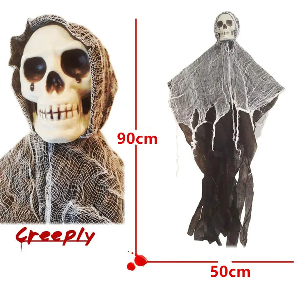 Hanging Horror Skull Halloween Decoration, Haunted House Party Prop for Indoor and Outdoor