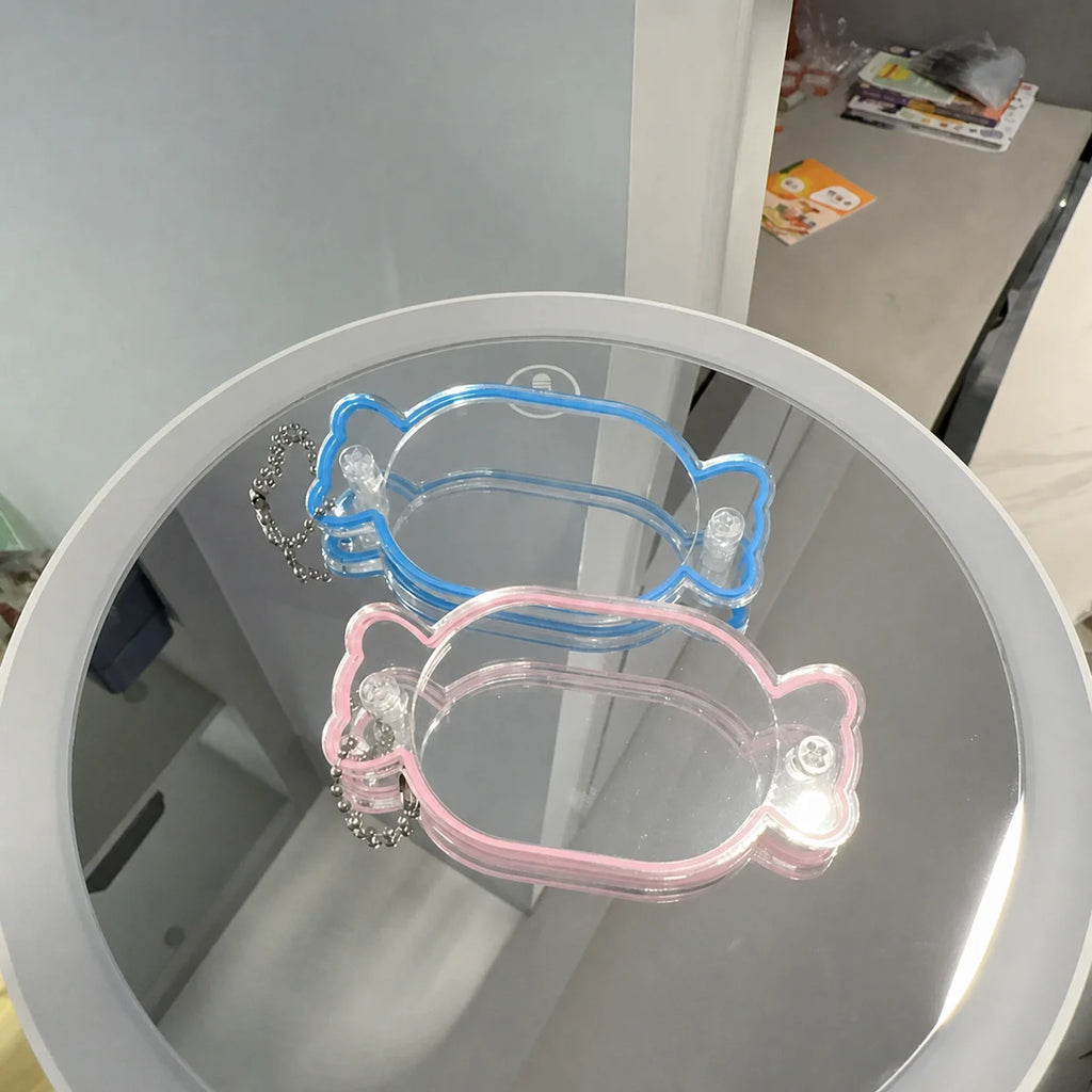 Candy Shape Acrylic Shaker Keychain Clear DIY Charm Pendant with Colored Edge Gift for Bag Keychain Jewelry Making