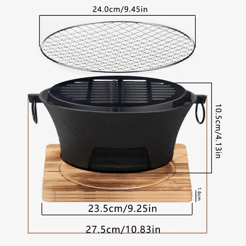 Cast Iron Charcoal Camping Stove for Outdoor Cooking