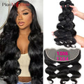 Body Wave Human Hair Bundles with Lace Frontal