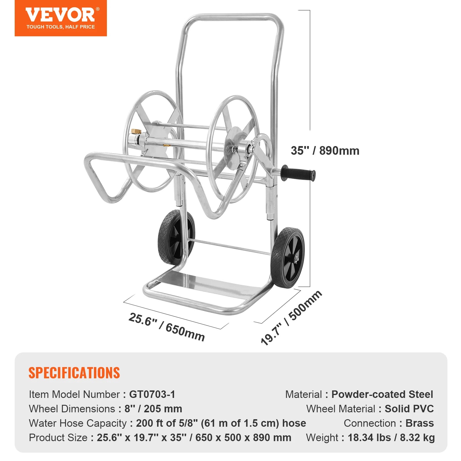 SucceBuy Hose Reel Cart 250ft Heavy Duty Garden Water Yard Planting w/ Basket Effortless Roll-up  Versatile Application Steel