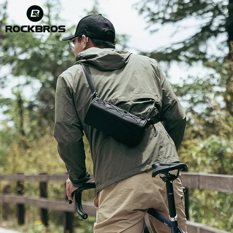 ROCKBROS Bike Handlebar Bag Portable 1.5L Multifunctional Shoulder Bag Highly Reflective Strap Crossbody Cycling Frame Tube Bag
