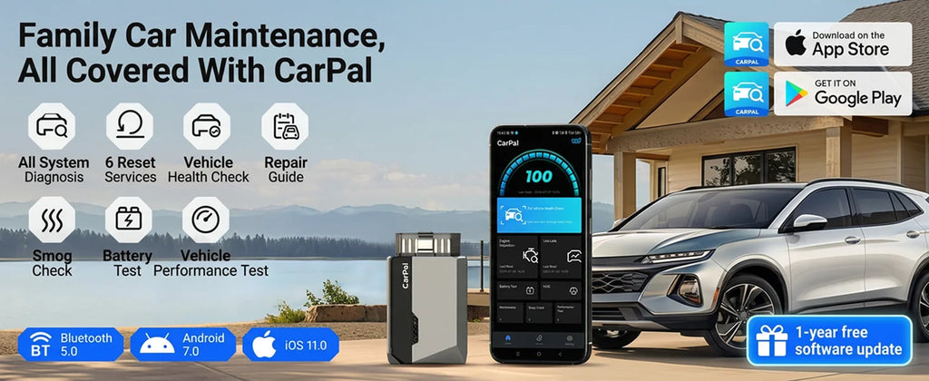 Carpal-1 OBD2 Scanner Bluetooth for Car All System Diagnostic Tool iOS Android Vehicle Health Check Smog Check Battery Test