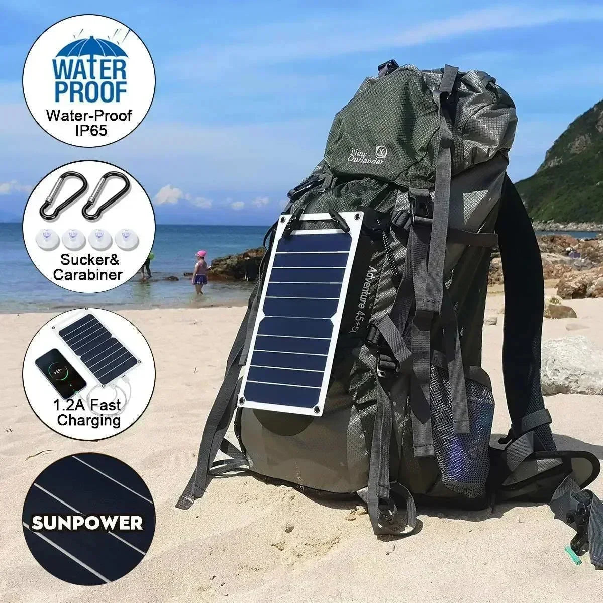 30W Lightweight Flexible Solar Panel Kit, Free Mini Solar Regulator, Complete Hooks & Suction Cups Accessories