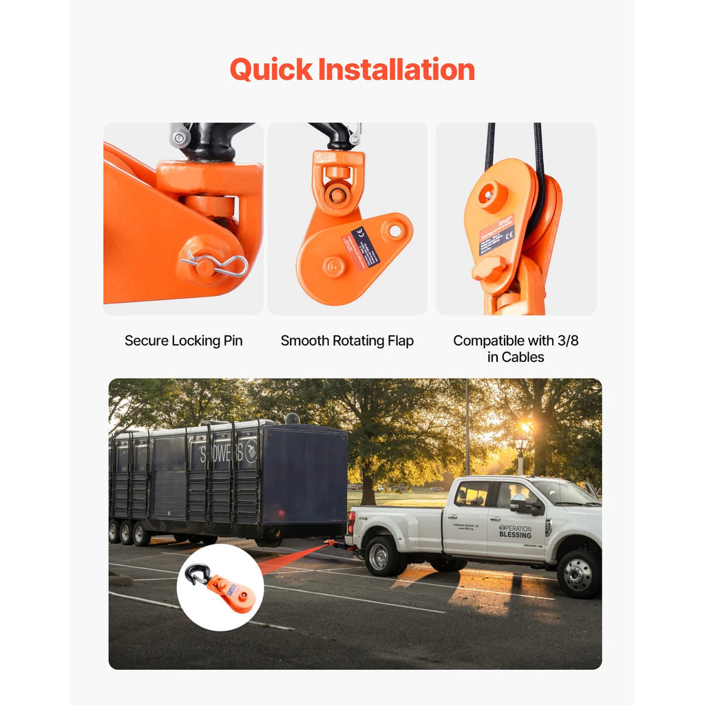 SucceBuy 2T Snatch Block Pulley with Swivel Hook Lifting Offroad Recovery for Towing Operation on Truck Rollback Wrecker Car