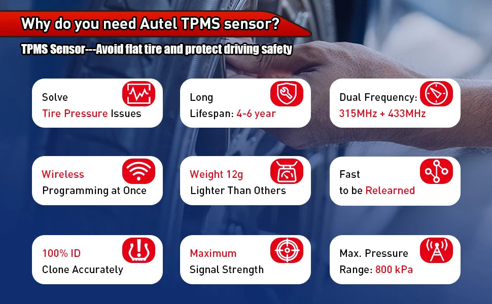 Autel MX Sensor 433MHZ+315 MHZ 2in1Mx-Sensor TPMS Tire Repair Tool Automotive Accessory For MaxiTPMS TS501 TS508 Pad Programmer