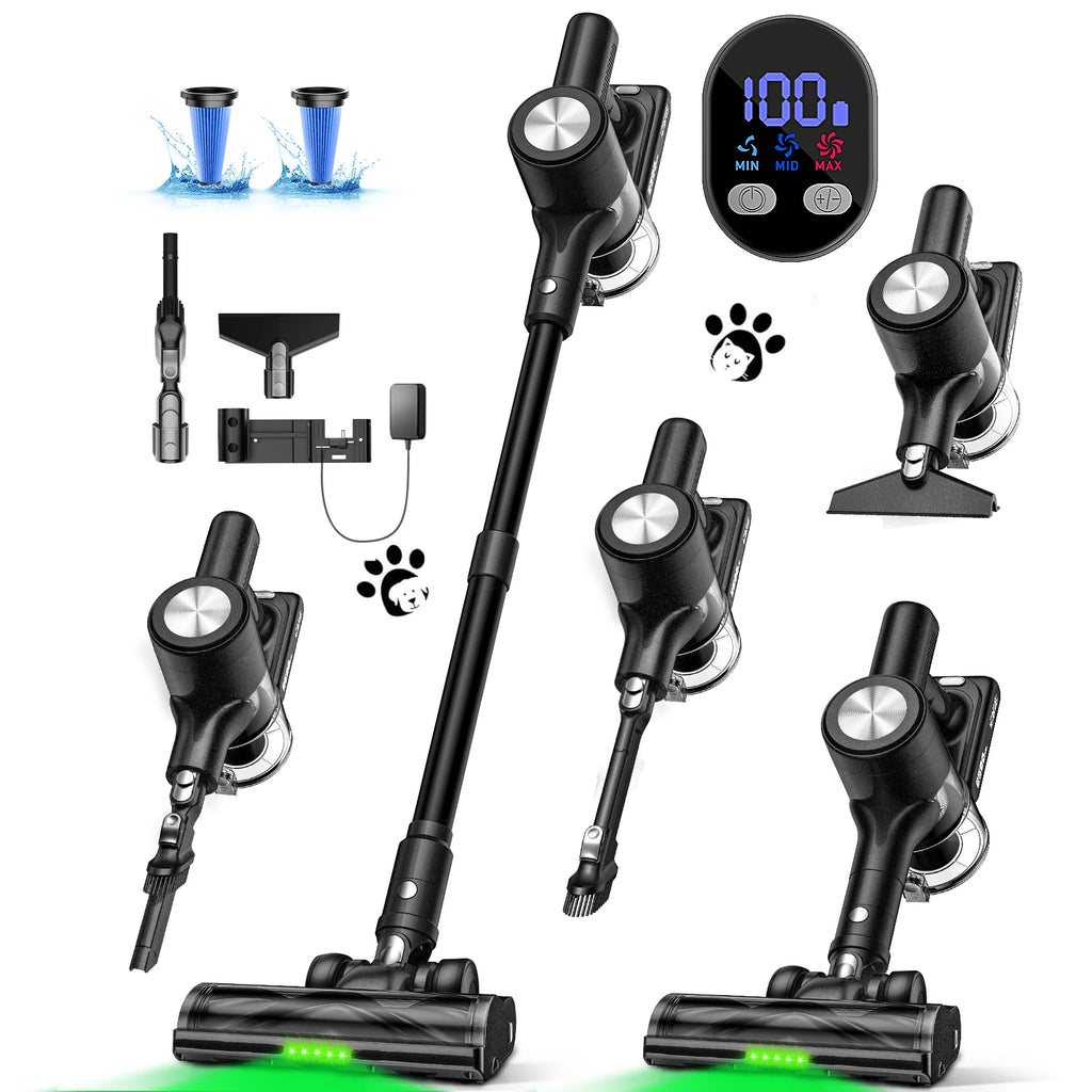 500W/55KPA Self-Standing Cordless Vacuum Cleaner,60 Mins Handheld Vacuum Cleaners,Smart LED Screen Vacuum for Rug/Fur