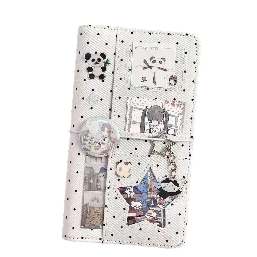 A6 Retro Polka Dot PU Leather Ring Binder Journal, 45-Sheet Refillable Planner