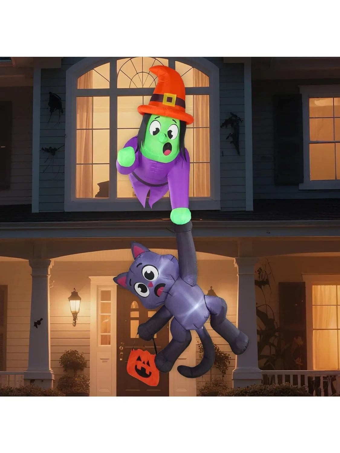 Halloween 8 ft Inflatable Roof Witch with LED Lights