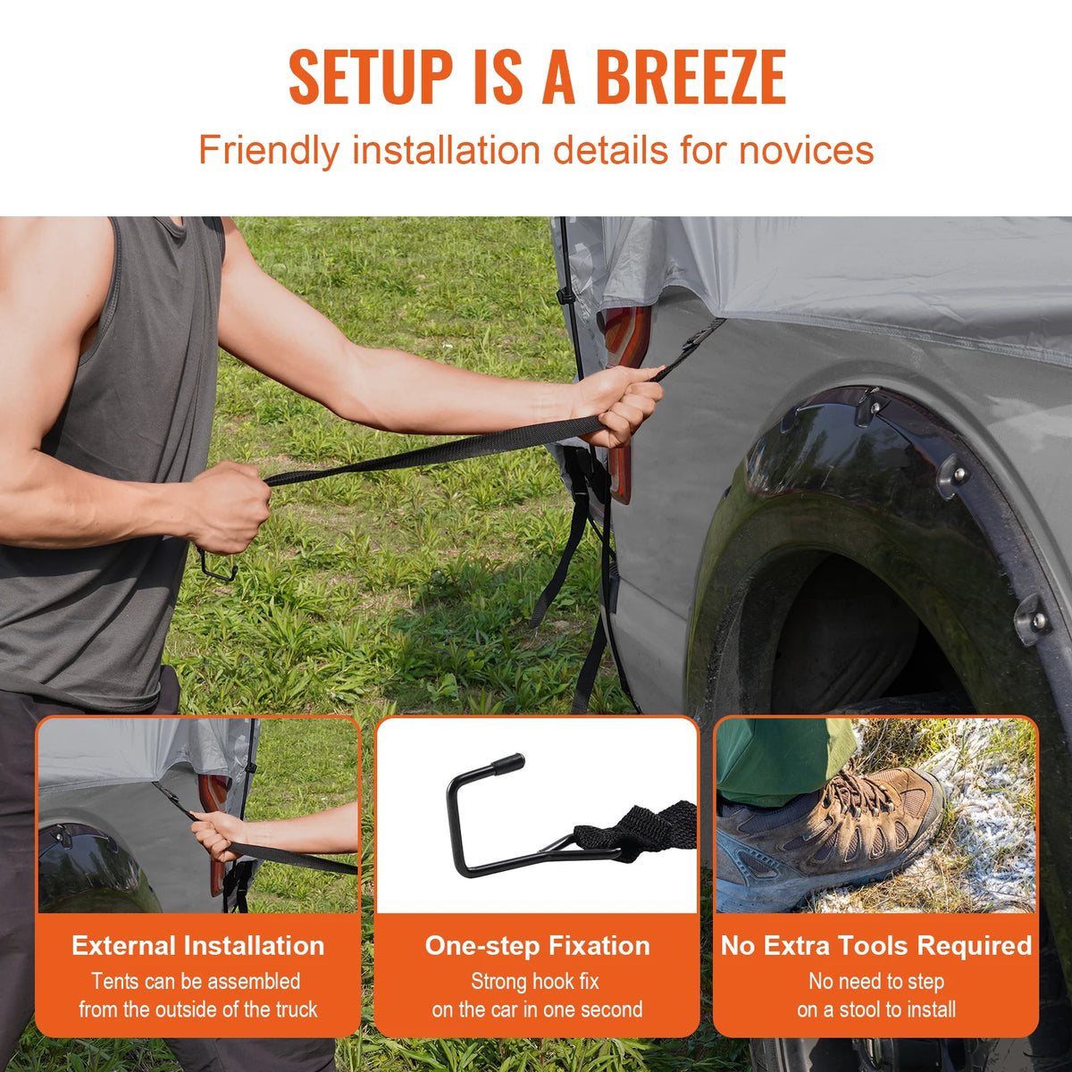 SucceBuy Truck Bed Tent 5.5'-6'Pickup Truck Tent with Rain Layer and Carry Bag Waterproof PU Double Layer Truck Tent for Camping