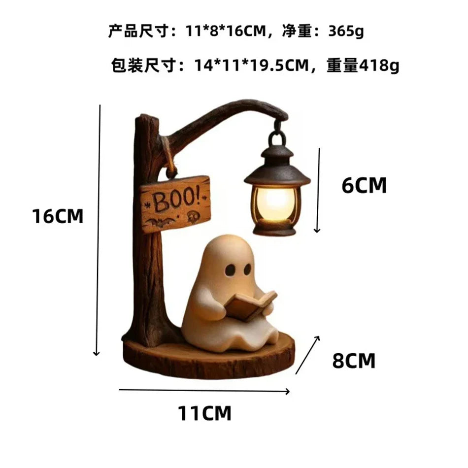Halloween Witch and Ghost 3D Resin Lantern Decoration