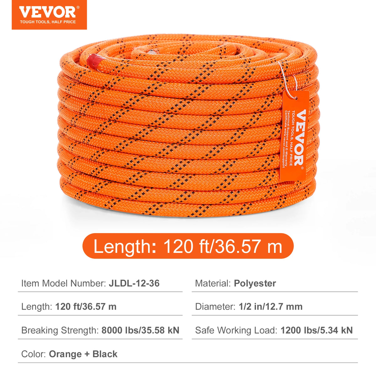 SucceBuy 120ft Double-Braid Polyester Rope