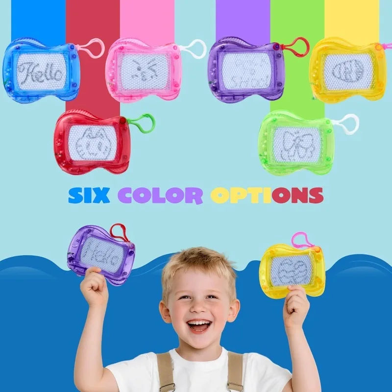 12 Pcs Mini Magnetic Drawing Board 6 Different Color Erasable Keychain Drawing Board Writing Pad for Boys and Girls Party Favors for Kids 8-12