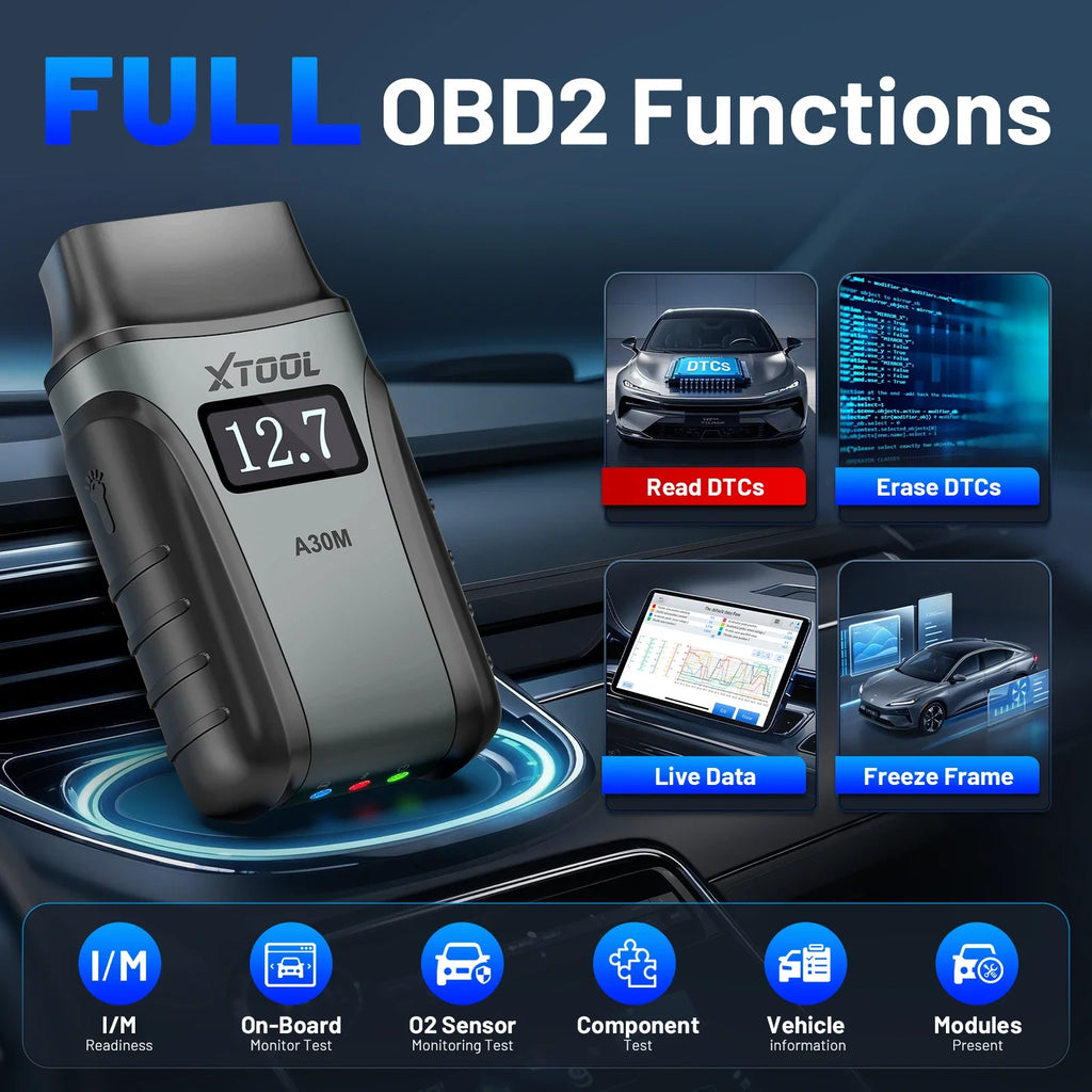 A30M V2.0 All System Car Diagnostic Tools Bluetooth OBD2 Scanner Active Test 26+ Reset CAN FD