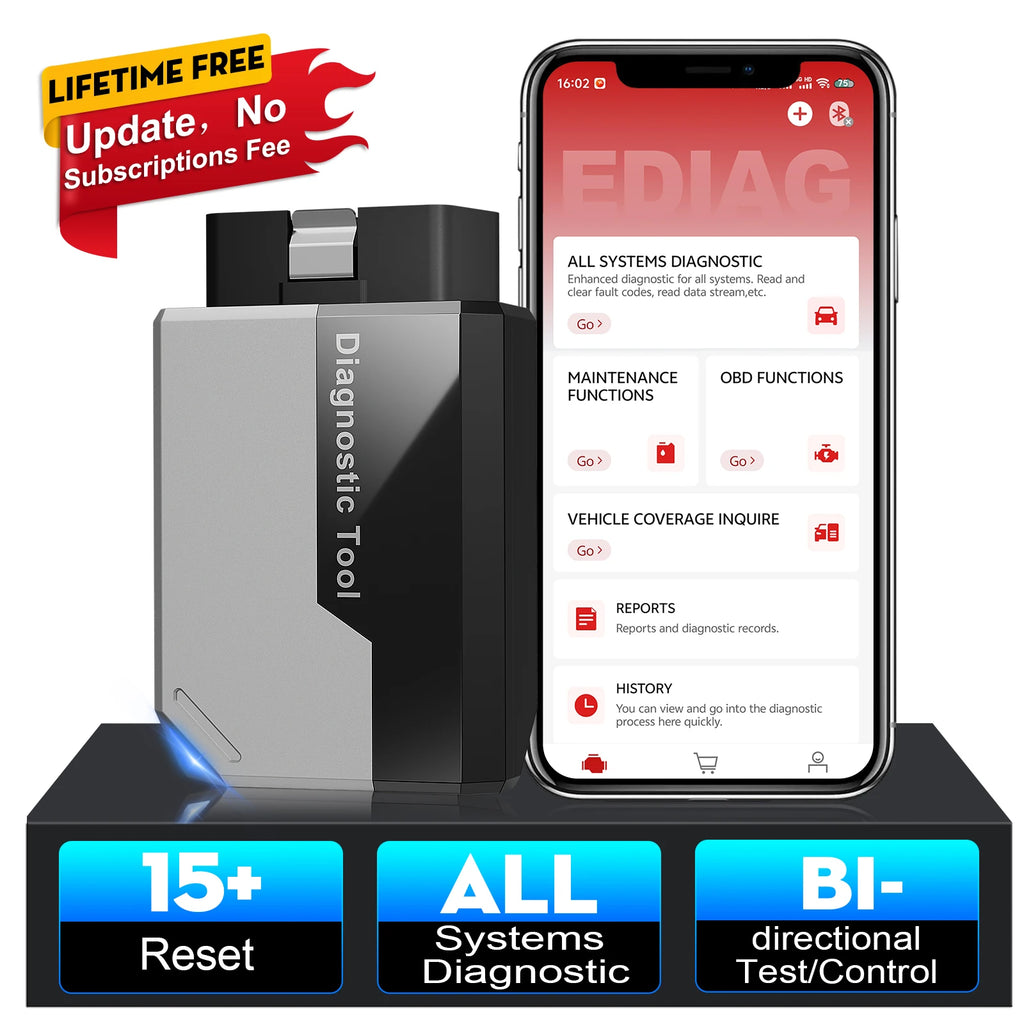 [Lifetime Free] KINGBOLEN Ediag Elite All System Car Diagnostic Tool 15 Reset CANFD Active Test OBD Scanner for iOS Android