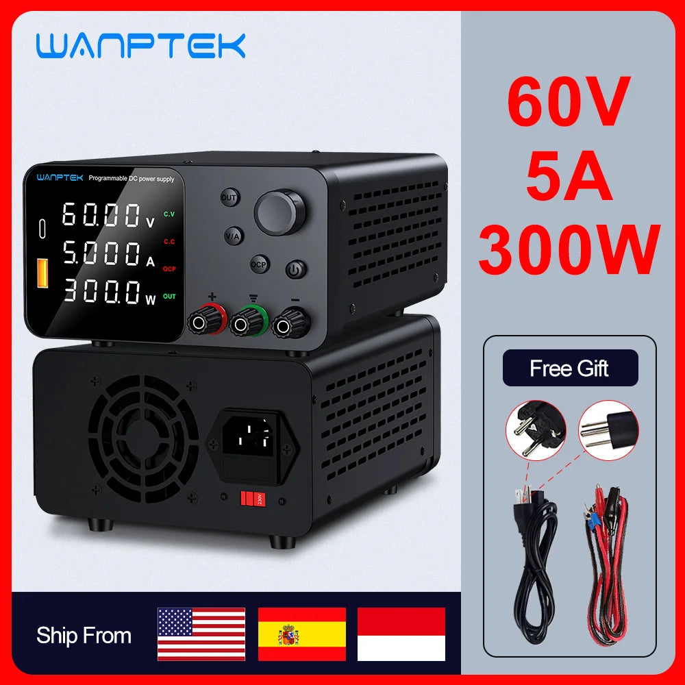 Wanptek Adjustable DC Power Supply 30V 10A, LED Lab Bench Voltage Regulator