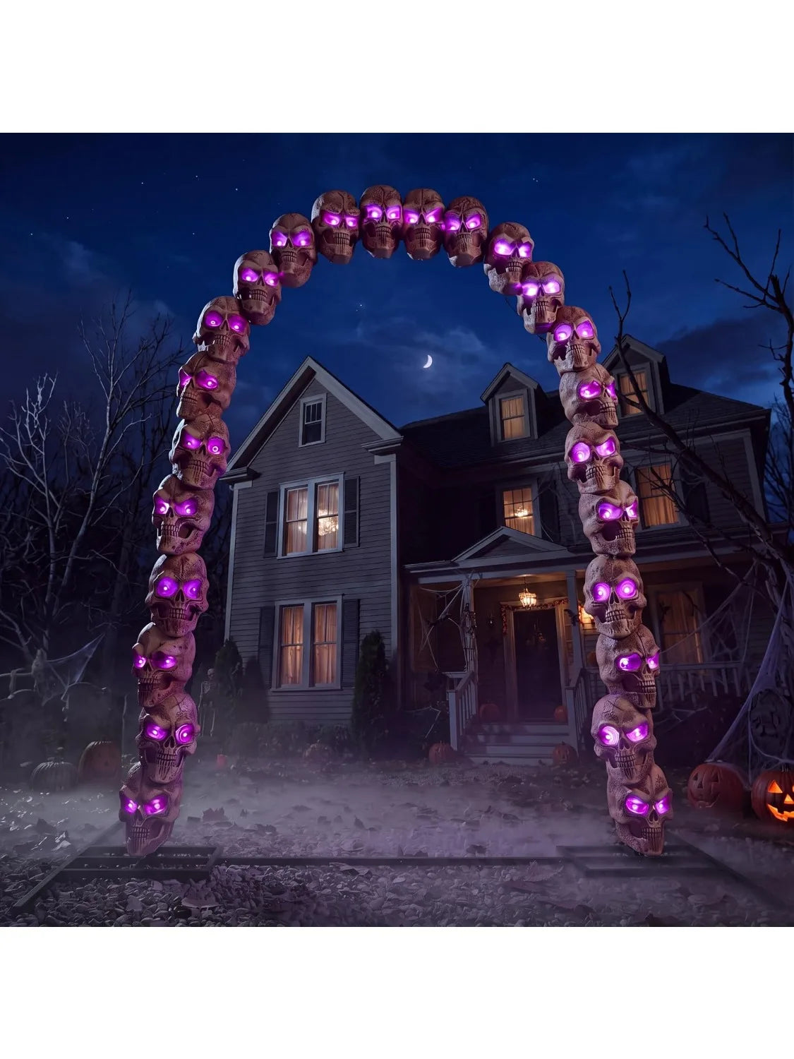 Halloween 7.2 ft RGB Skull Archway, LED Outdoor Skeleton Arch with 6 Modes