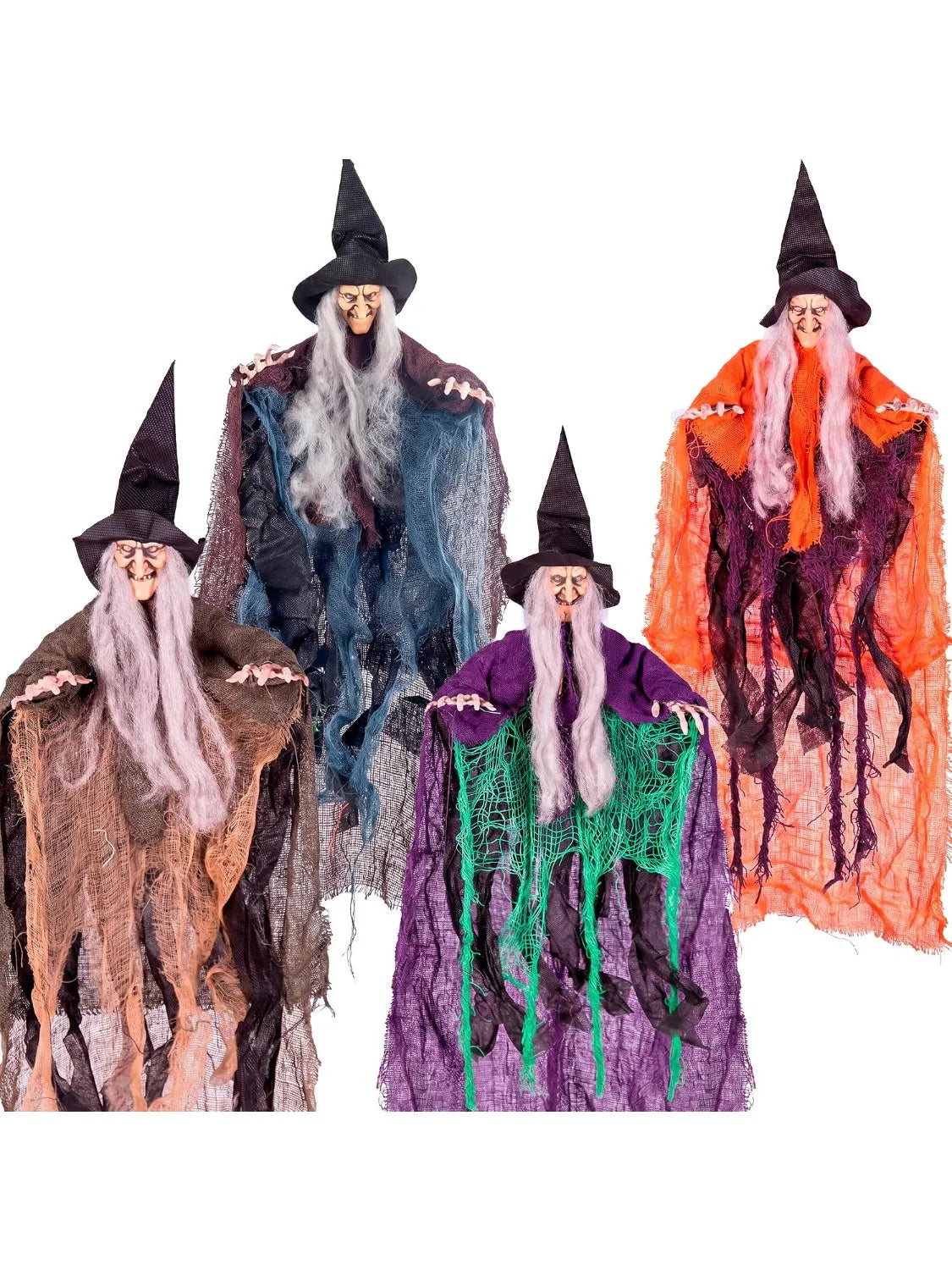 Halloween Hanging Flying Witch Decorations, 4 Pack