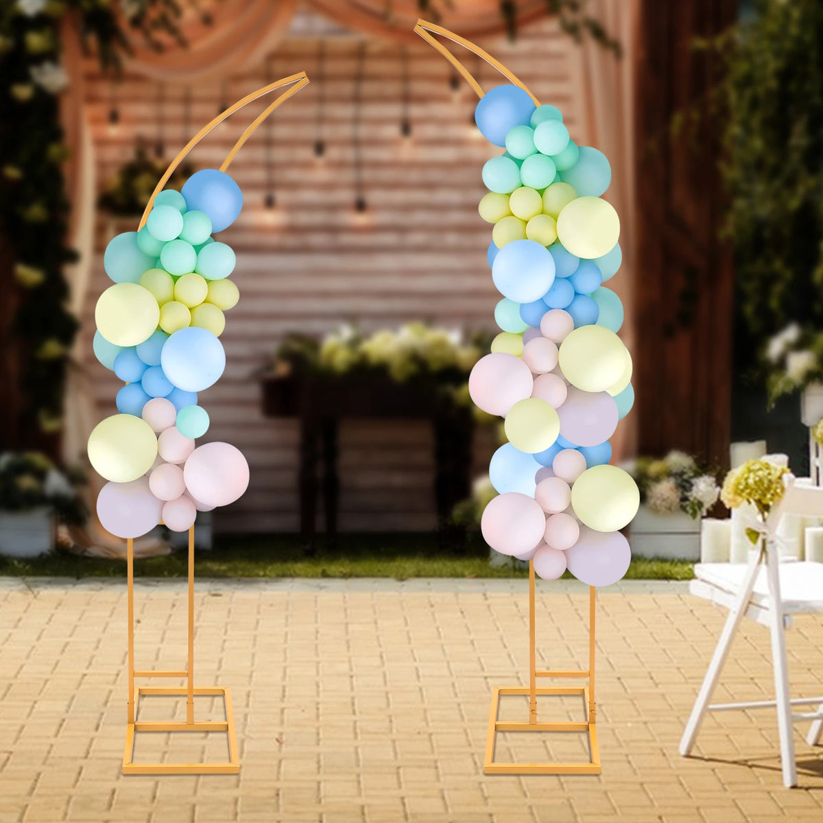 2-Piece Curved Wedding Arch Stand  Ceremony Backdrop Bracket Decorative Arch Frame for Weddings/Parties