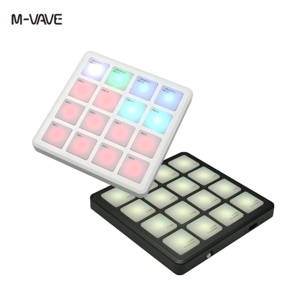 M-VAVE 16-Pad RGB Backlit MIDI Controller, Portable Music Production Pad