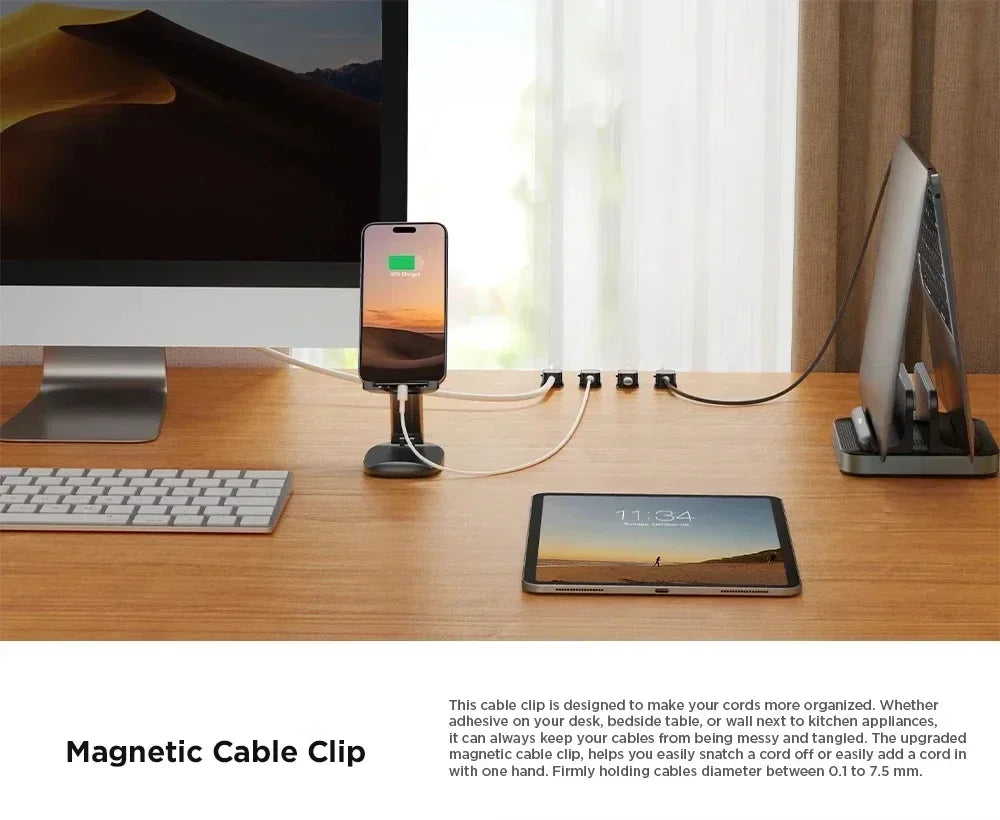 Magnetic Cable Clips, 6 Pack