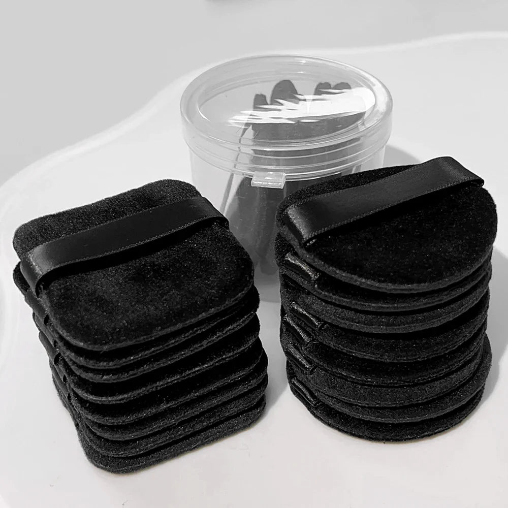 1/20pcs Black Velvet Cosmetic Puff with Box Loose Setting Powder Puffs BB Cream Foundation Powder Pad Beauty Makeup Tools