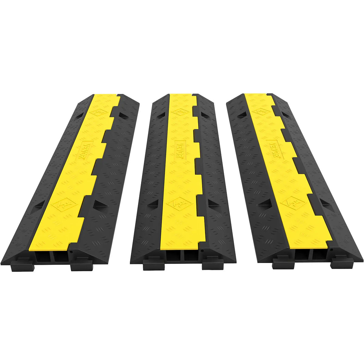 Heavy-Duty 2-Channel Cable Protector Ramp, 11000lb Rubber Cord Cover and Speed Bump