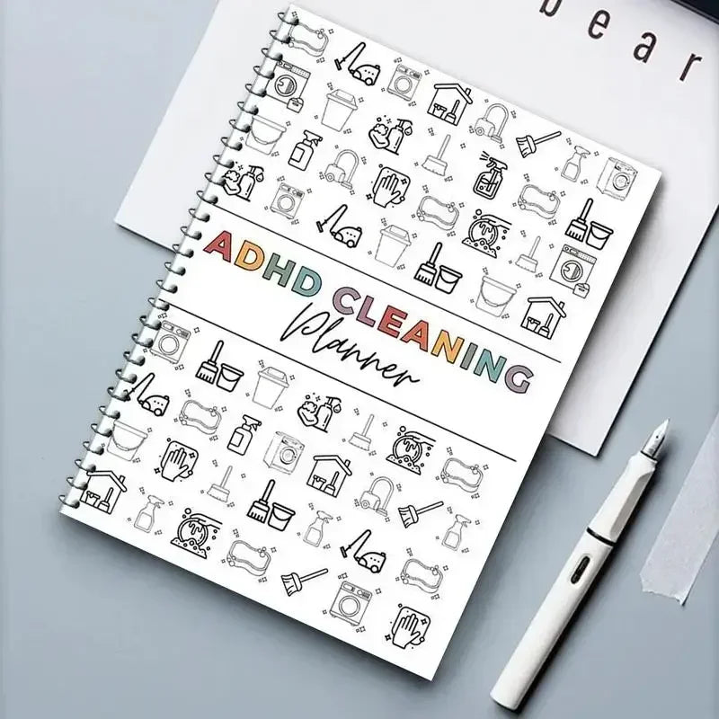 Cleaning Planner, House Cleaning Schedule Journal, Household Chores Organizer Book, Spiral Bound Home Decluttering Notebook