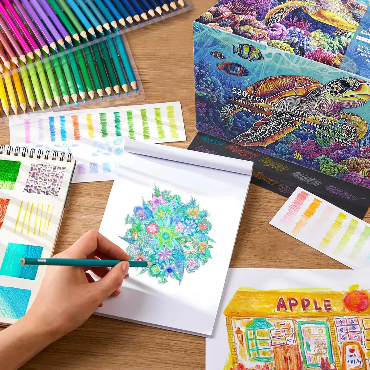 520 Colored Pencils, Professional Grade Rich Pigment Soft Core, Coloring Pencils Suitable for Children, Adults, Artists