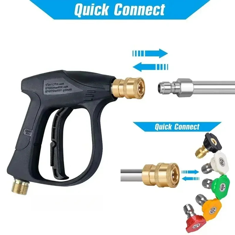 3000PSI High Pressure Cleaning Water Gun M22 14 Hose Interface 1/4 Inch Quick Connection Perfect For Car Patio Garden Outdoor Cleaning Heavy Duty Power Washer Accessory
