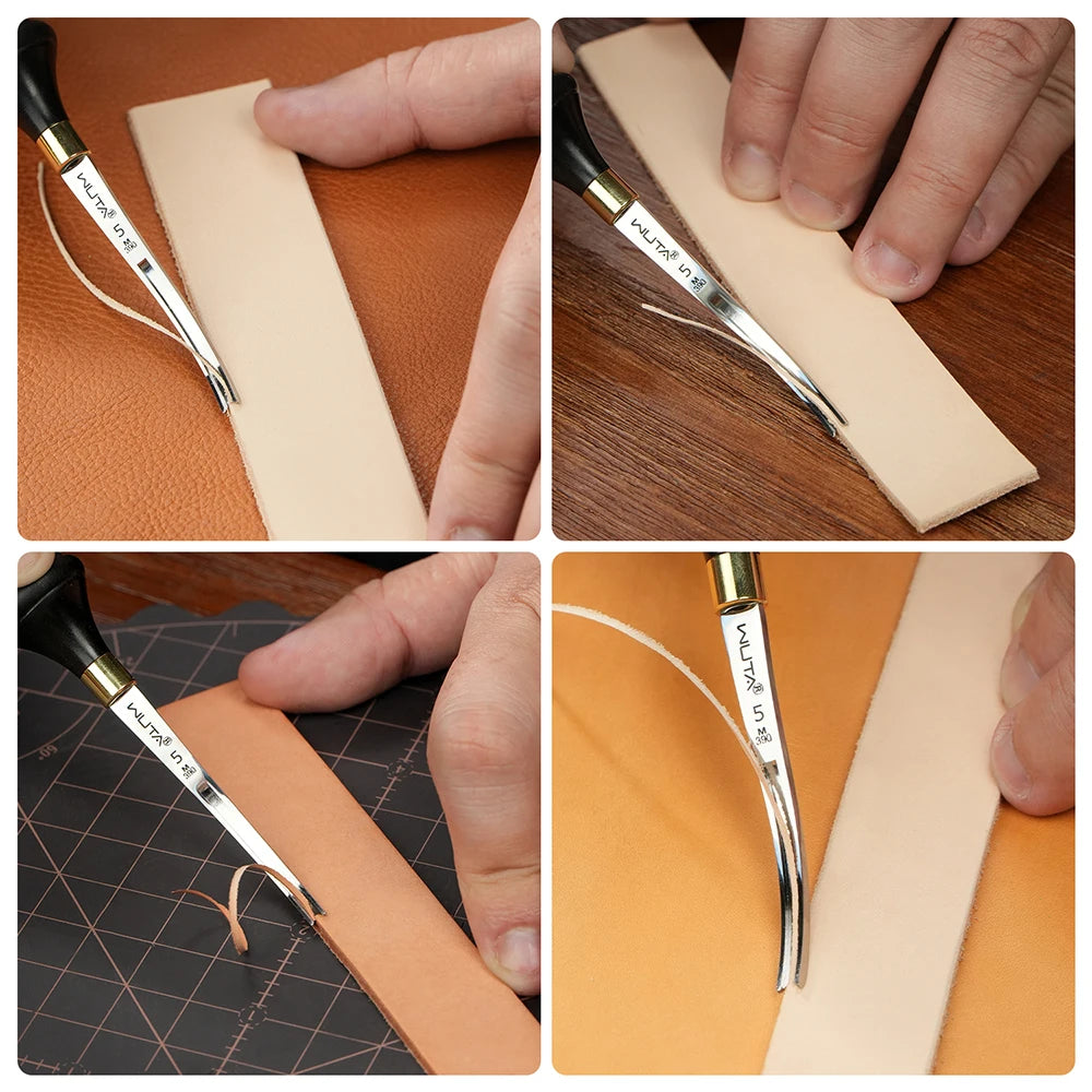 WUTA 1PC Leather Edge Beveler PRO Skiving Craft Work M390 / DC53 Steel Ebony Handle Cutter Edger Creaser Skiver Leather Tools