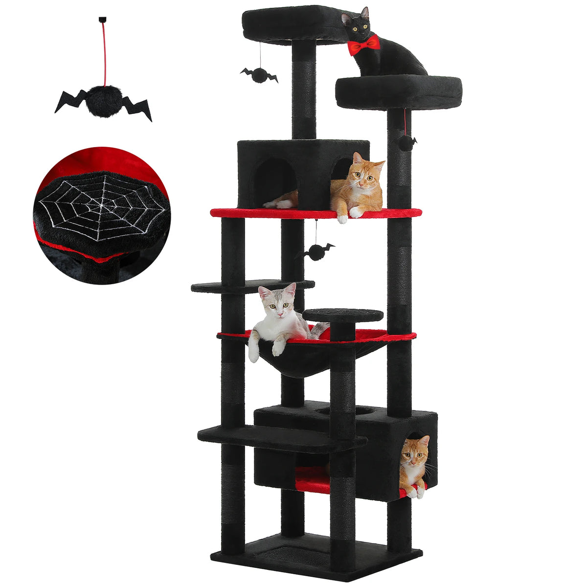 Large Cat Tree and Tower for Indoor Cats with Sisal Scratching Posts, Hammock, Padded Perches and Condos