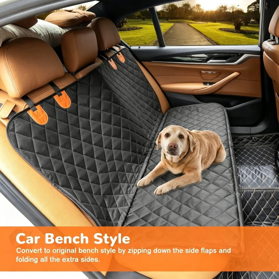 Waterproof Dog Car Seat Cover Hammock, Heavy-Duty Scratchproof Nonslip Back Seat Protector