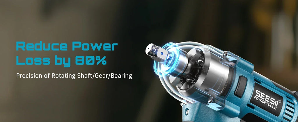 SEESII WH710 Pro 1200N.m Electric Impact Wrench Brushless 1/2" High Torque Handheld Cordless Impact Gun Tool Kit LED Light 6 Socket