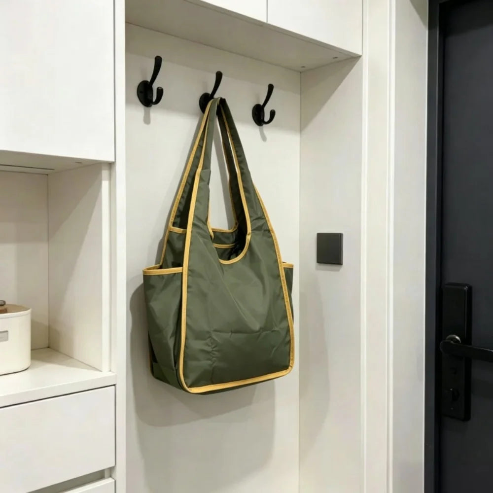 1pcs Drawstring Shopping Tote Bag for Groceries Travel Storage Reusable Eco-Friendly Lightweight Collapsible Design Reusable