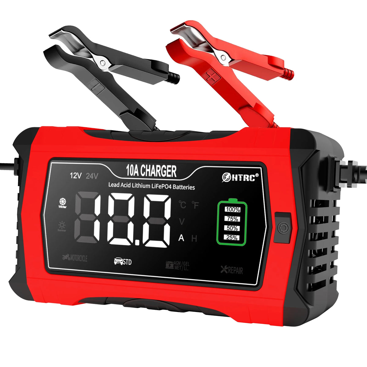 12V-24V 35A/25A/20A/15A/10A Car Battery Charger LCD Automatic Pulse Repair Charge for Lifepo4 AGM Lead-Acid Lithium Batteri