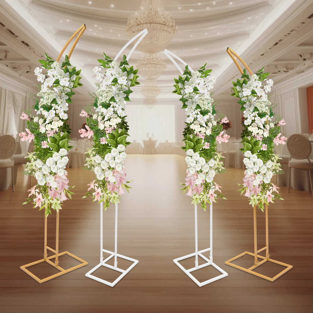 2-Piece Curved Wedding Arch Stand  Ceremony Backdrop Bracket Decorative Arch Frame for Weddings/Parties