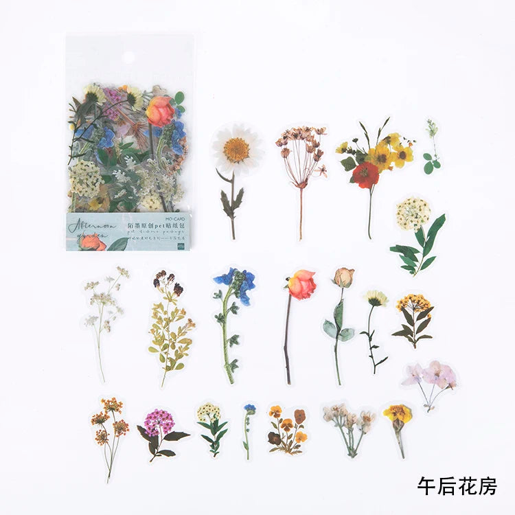 40-Piece Vintage Ginkgo Leaf Clear PET Stickers, Waterproof Journal and Scrapbook Decals