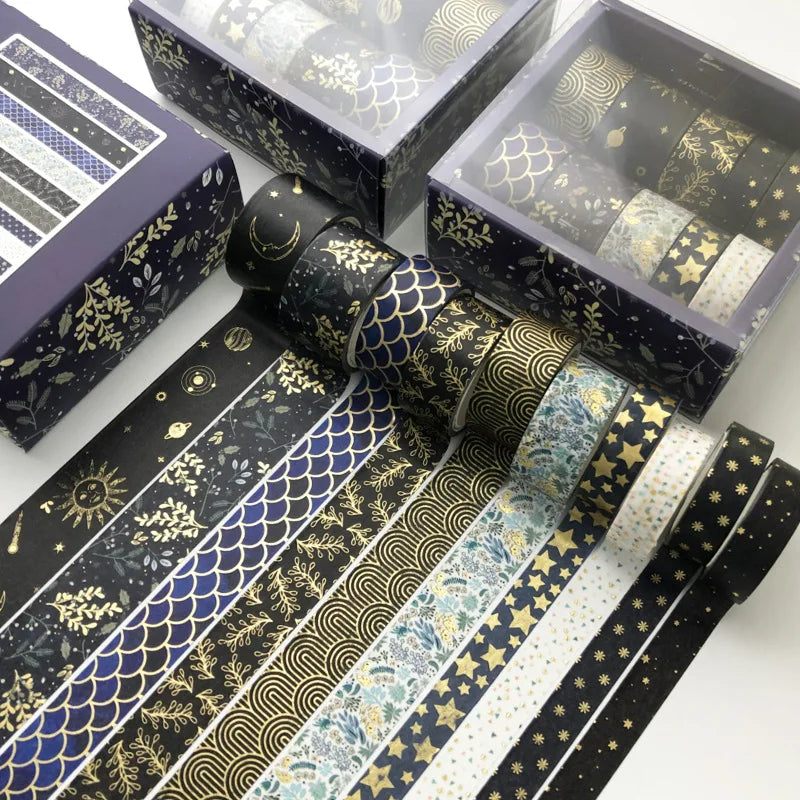 Cute Pink Series Decorative Washi Tape with Gold Foil Elements, Japanese Style Stationery for DIY Journal Scrapbooking, Sticker Label Decoration