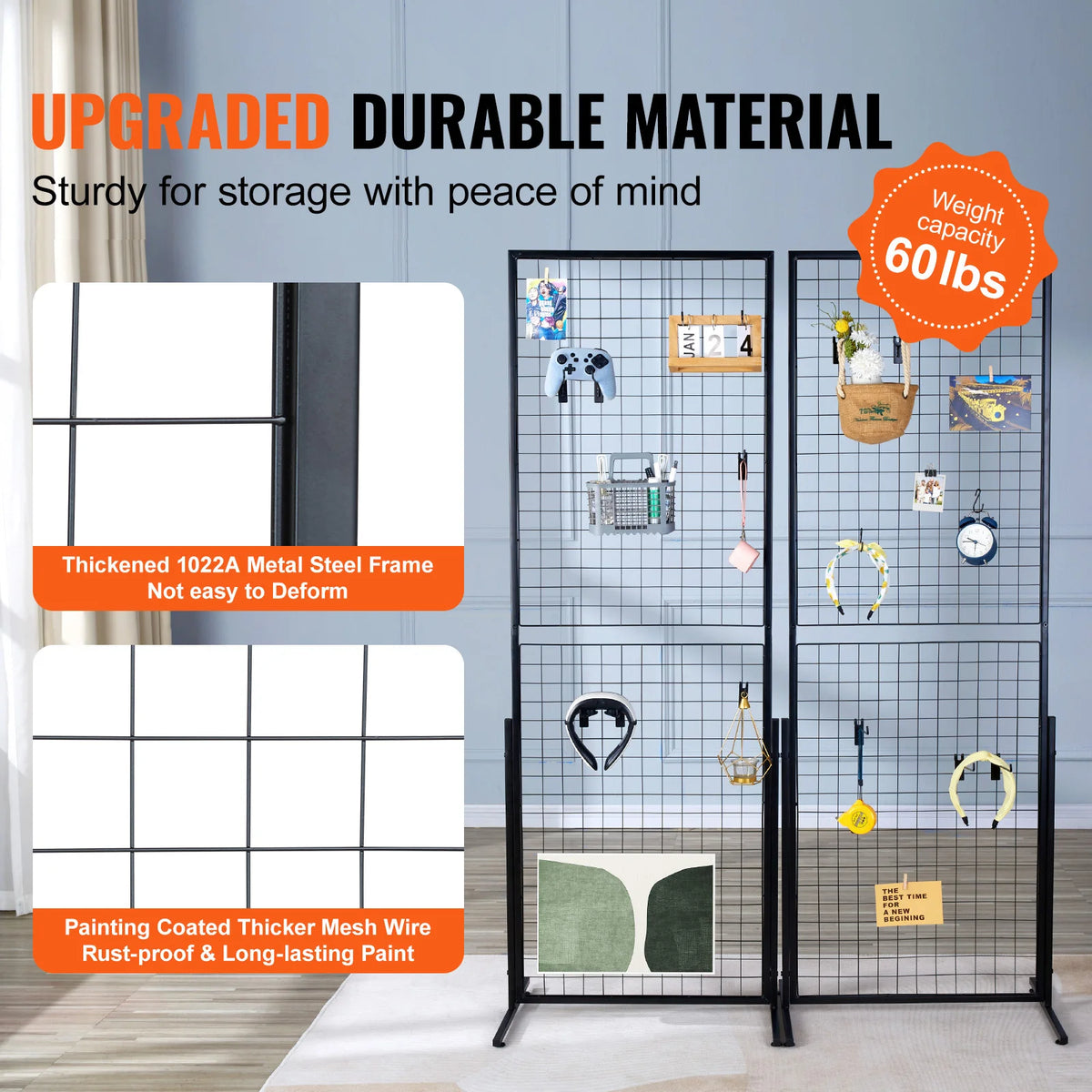 Double-Sided Gridwall Display Tower, Wire Grid Panels for Craft Shows and Retail