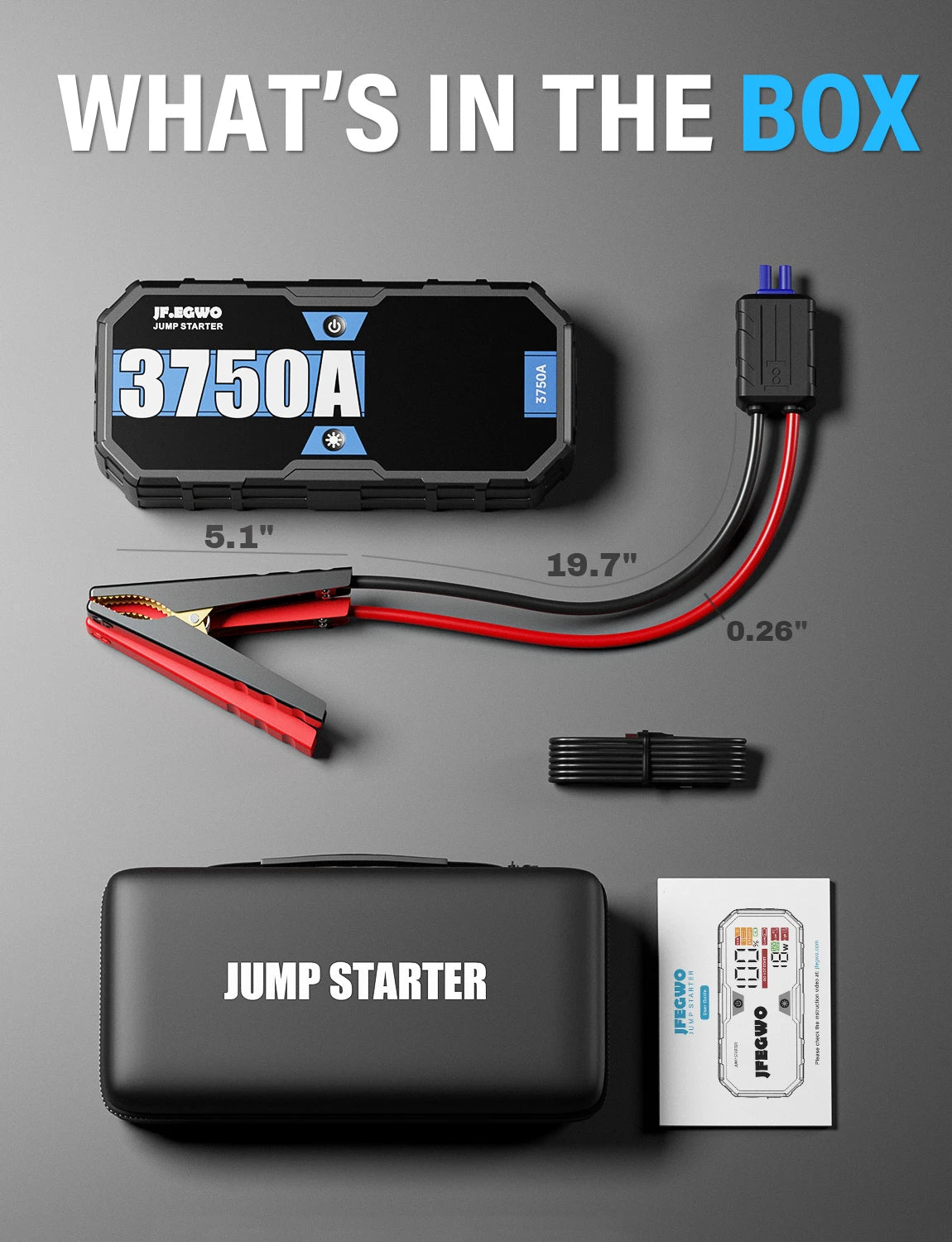 6250A 12V Portable Car Jump Starter Auto Battery Booster Power Bank Emergency Jump Pack Starting Device for 10.0L Gas / 6.5L Diesel Engines