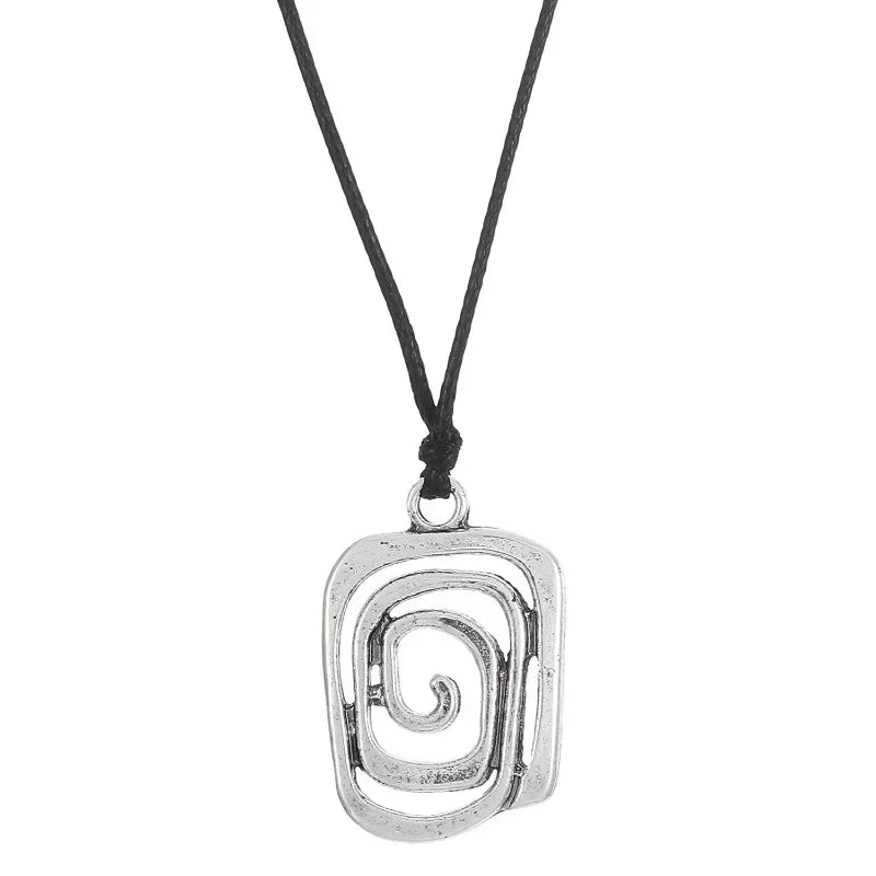 Vintage Spiral Vortex Pendant Necklace Hand-woven Leather Rope Necklace for Women Boho Goth Necklace Fashion 2026 Y2K Jewelry