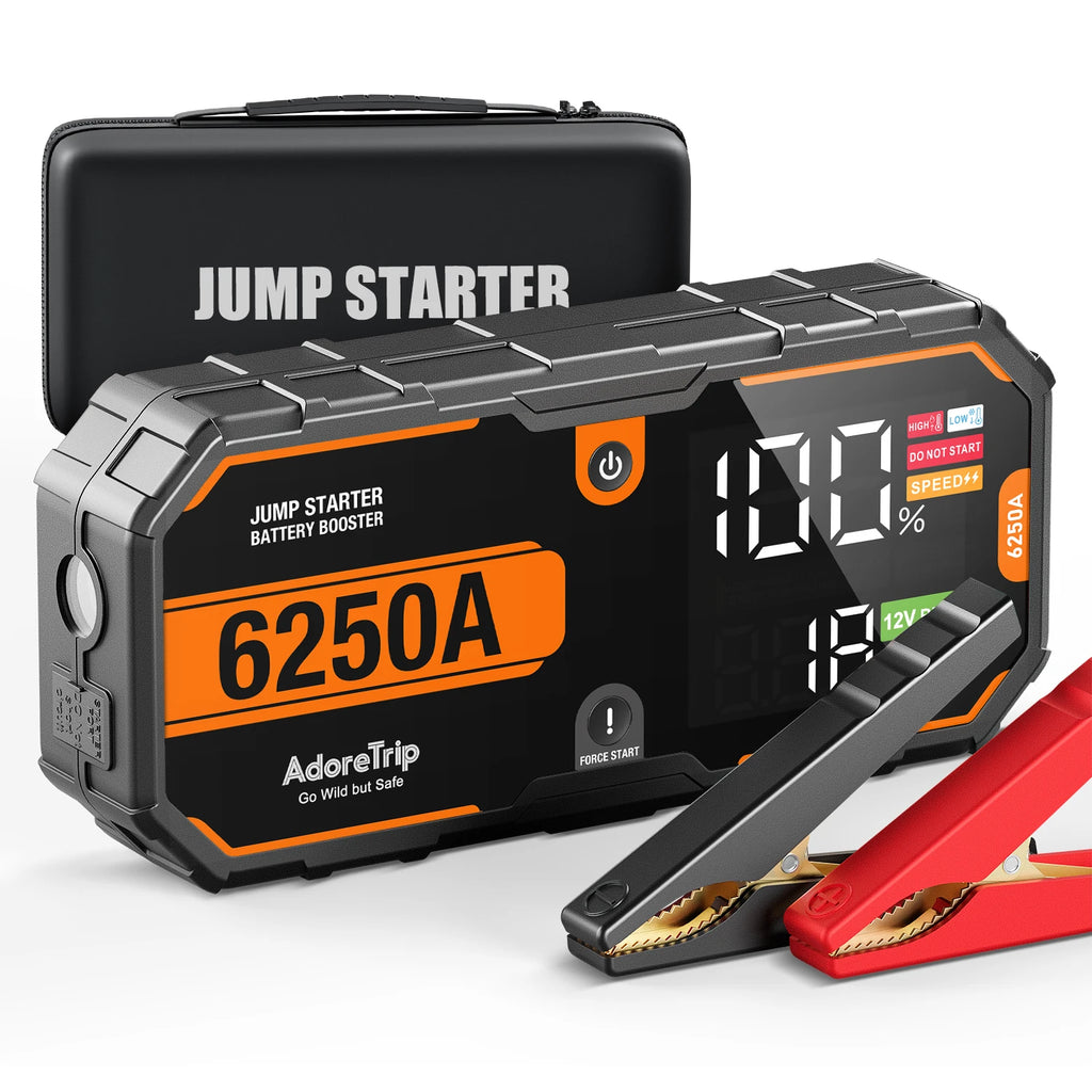 6250A 12V Portable Car Jump Starter Auto Battery Booster Power Bank Emergency Jump Pack Starting Device for 10.0L Gas / 6.5L Diesel Engines