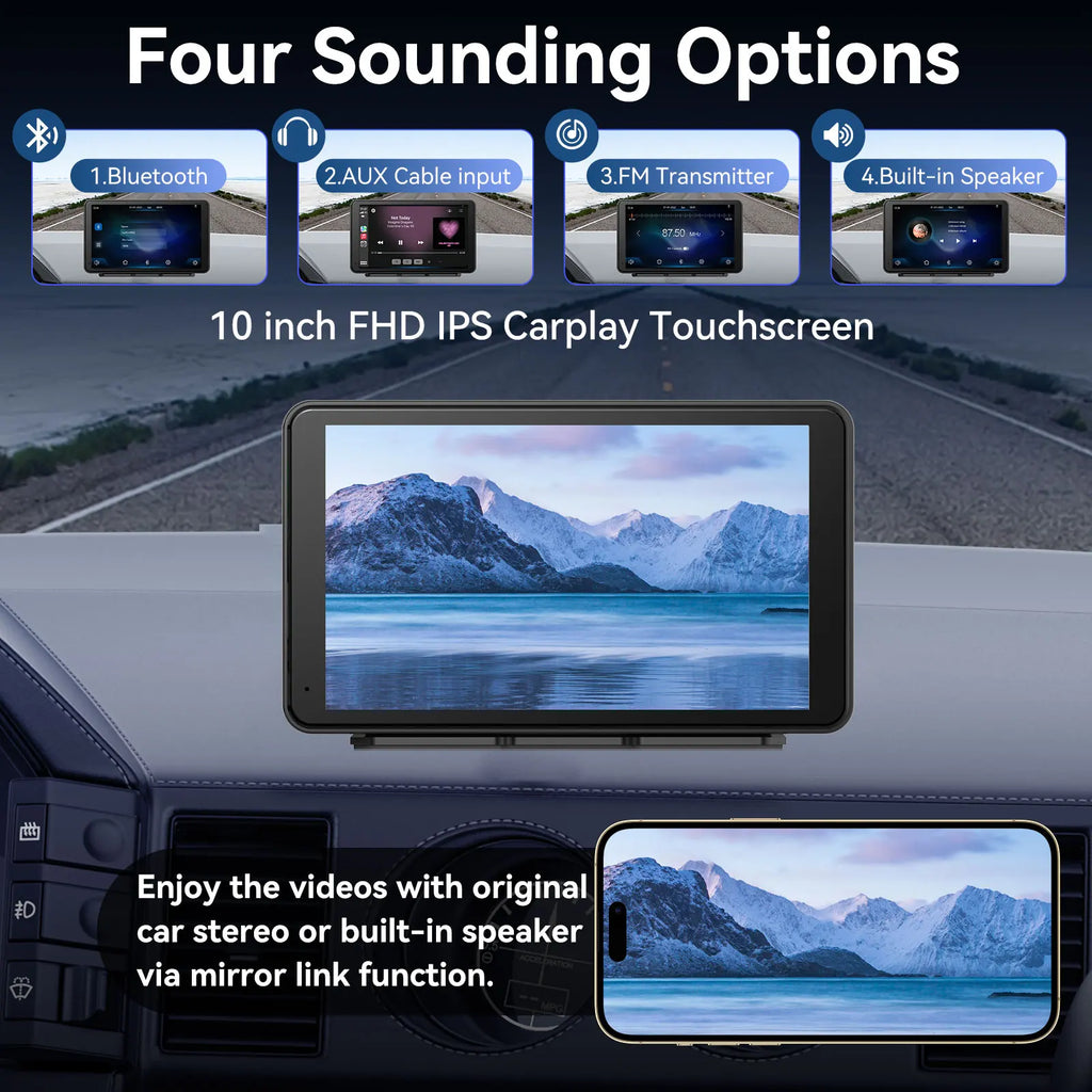 7 Inch Touch Screen Radio for Car Supporting Carplay & Android Auto，Portable Wireless Carplay Screen for Car,Car Audio Receiver