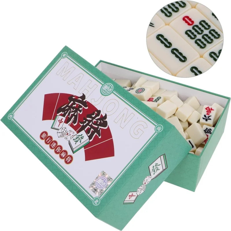 Authentic Mini Mahjong Set Portable Compact Travel Size for On-the-Go Family Fun Enhances Logical Thinking