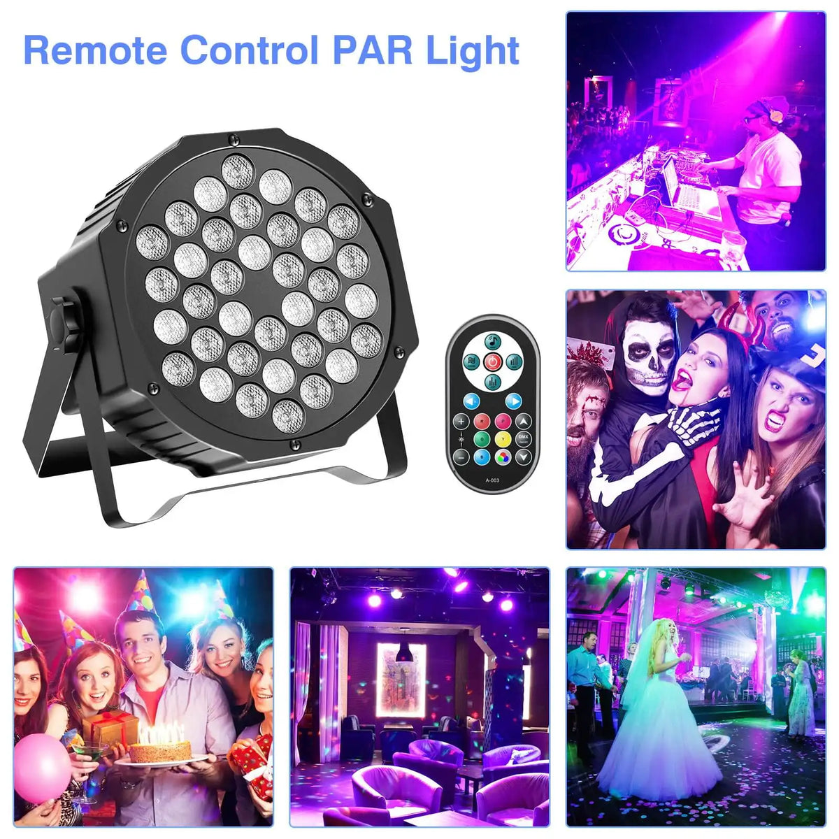 2-Pack RGB LED Par Lights 36 LED, DMX Flat Stage Lights for DJ and Parties