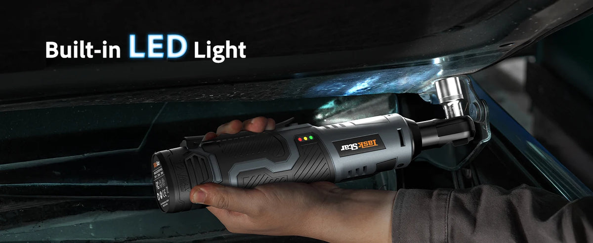 3/8" Driver Cordless Ratchet Wrench with 1/4" Adapter&7 Sockets&2 2.0Ah Batteries 12V Car Dismantling Tool Electric Wrench Kit