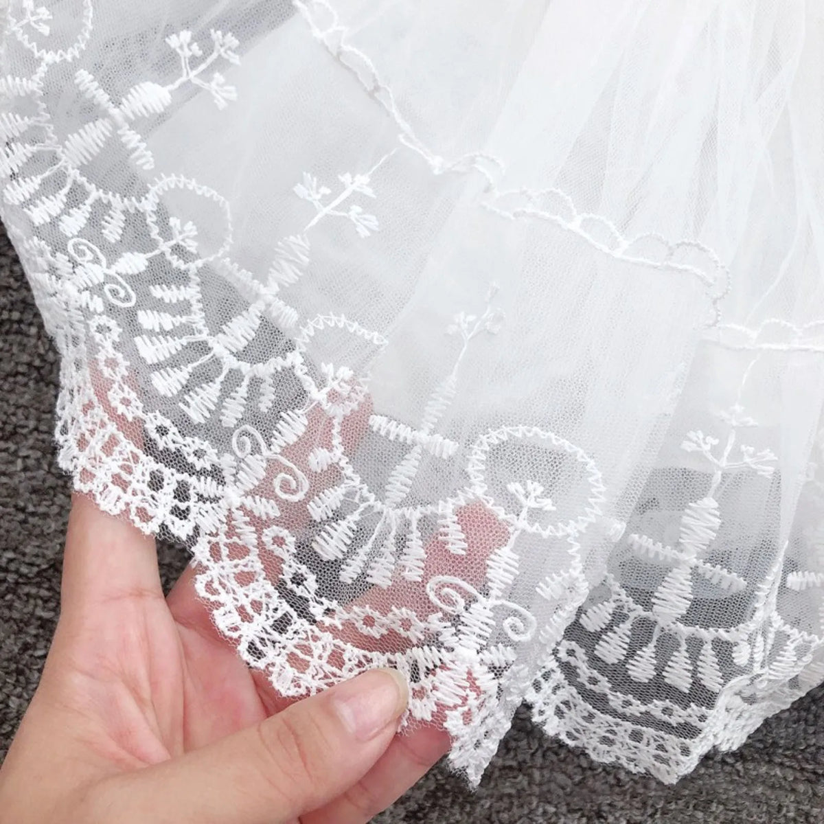 Baby Girl Lace Crochet Tulle Dress, Infant Christening and Special Occasion Ruffle Dress